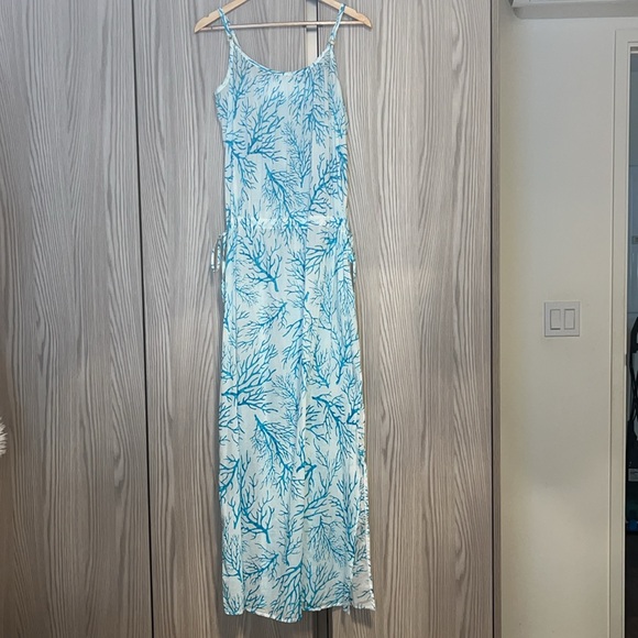 NWOT Michael Kors 'Latana' Cotton Cover-Up Maxi Dress ~ in Light Blue and White - Picture 4 of 15
